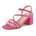 Pennysue Strappy Chunky Heel Sandals Pink 2.4in heel Dress Shoes For Women Size 8