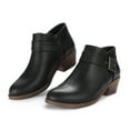 thumbnail image 1 of Pennysue Women Low Chunky Stacked Heel Boots Black Pu Side Zipper Ankle Booties 9M, 1 of 7