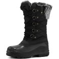 thumbnail image 1 of Pennysue Women's Mid-Calf Snow Boots Black Grid Warm Faux Fur Lined Winter Boots Insulated 7M, 1 of 7