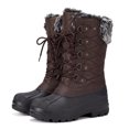 thumbnail image 1 of Pennysue Women's Mid-Calf Snow Boots Brown Grid Warm Faux Fur Lined Winter Boots Insulated 8M, 1 of 7