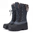 thumbnail image 1 of Pennysue Women's Mid-Calf Snow Boots Grey Grid Warm Faux Fur Lined Winter Boots Insulated 9M, 1 of 7