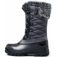thumbnail image 1 of Pennysue Women's Mid-Calf Snow Boots Grey Grid Warm Faux Fur Lined Winter Boots Insulated 9M, 1 of 1