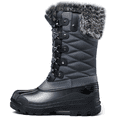 thumbnail image 1 of Pennysue Women's Mid-Calf Snow Boots Grey Grid Warm Faux Fur Lined Winter Boots Insulated 9M, 1 of 1