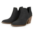 thumbnail image 1 of Pennysue Women's Middle Heel Ankle Booties Black Nubuck Thick Heeled Stacked Short Boots Size 6M, 1 of 8