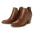 thumbnail image 1 of Pennysue Women's Middle Heel Ankle Booties Brown Thick Heeled Stacked Short Boots Size 6M, 1 of 8