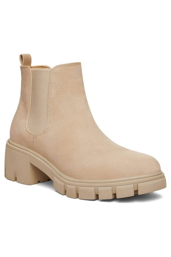 Pennysue Women's Nude Platform Chelsea Boots Ankle Boots Size 8