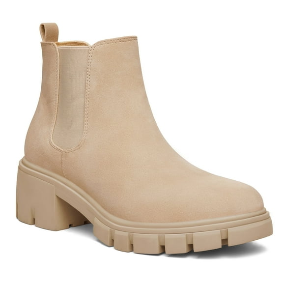 Pennysue Women's Nude Platform Chelsea Boots Ankle Boots Size 9.5
