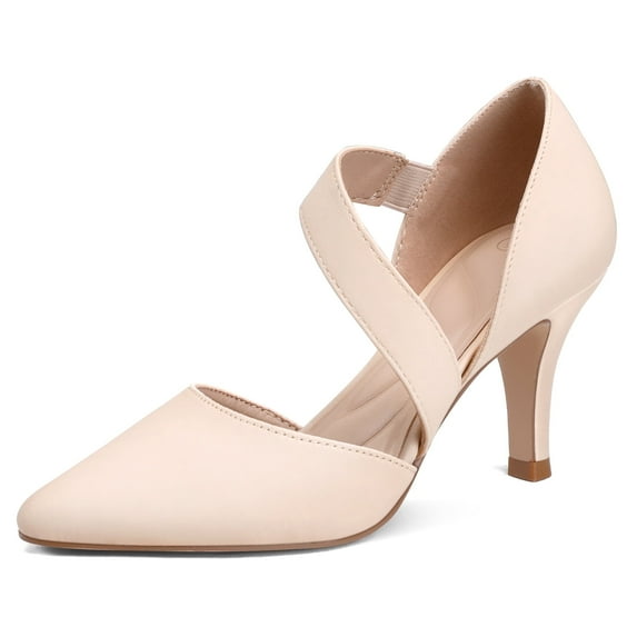 Pennysue Women's Nude Strappy Short Heels With Pointed Toes Size 6