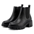 thumbnail image 1 of Pennysue Women's Platform Chelsea Booties Black Round Toe Ankle Boots Size 8, 1 of 8