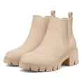 thumbnail image 1 of Pennysue Women's Platform Chelsea Booties Nude Round Toe Ankle Boots Size 8.5, 1 of 8