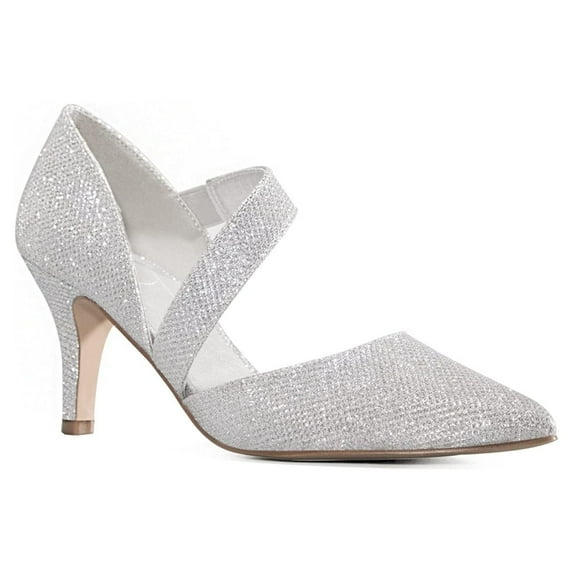 Pennysue Women's Silver Strappy Short Heels With Pointed Toes Size 11