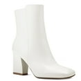 thumbnail image 1 of Pennysue Women's Square Toe Mid Calf Boots White Chunky Block Heel Ankle Booties Side Zipper Size 8M, 1 of 6