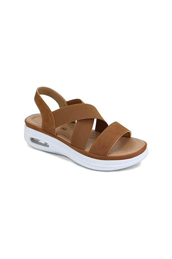 Pennysue Women's Summer Brown Strap Elastic Air Cushion Sports Sandals Size 8