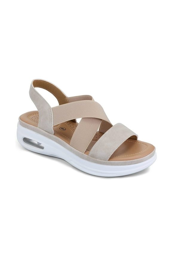 Pennysue Women's Summer Off-White Strap Elastic Air Cushion Sports Sandals Size 10