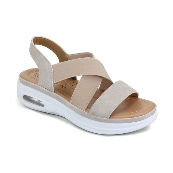 Pennysue Women's Summer Off-White Strap Elastic Air Cushion Sports Sandals Size 9