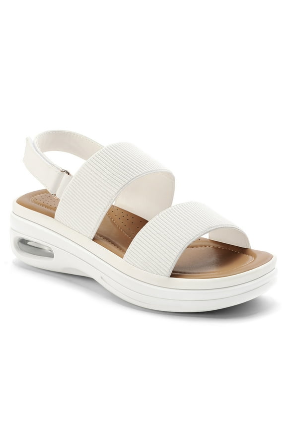 Pennysue Women's Summer White Strap Elastic Air Cushion Sports Sandals Size 8
