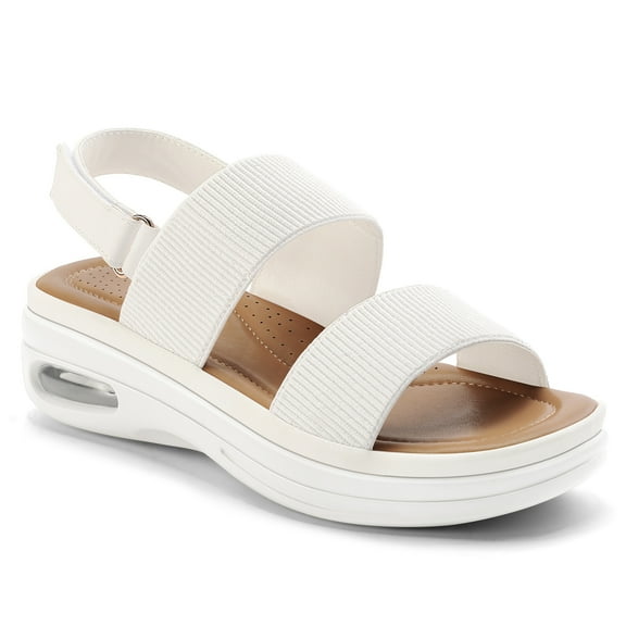 Pennysue Women's Summer White Strap Elastic Air Cushion Sports Sandals Size 8