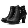 thumbnail image 1 of Pennysue Women's Thin Chunky Heel Ankle Booties Black Zipper Short Boots For Women Size 10, 1 of 6