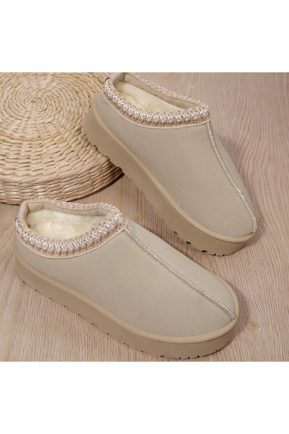 Pennysue Women's Warm Slippers Thick Sole Slip On Non-Slip Boots With Decorative Stitched Trim House Shoes