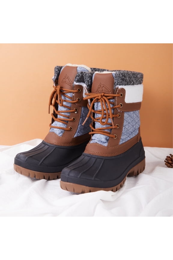 Pennysue Women's Waterproof Snow Booties A1-Brown Warm Mid-Tube Winter Boots Size 6