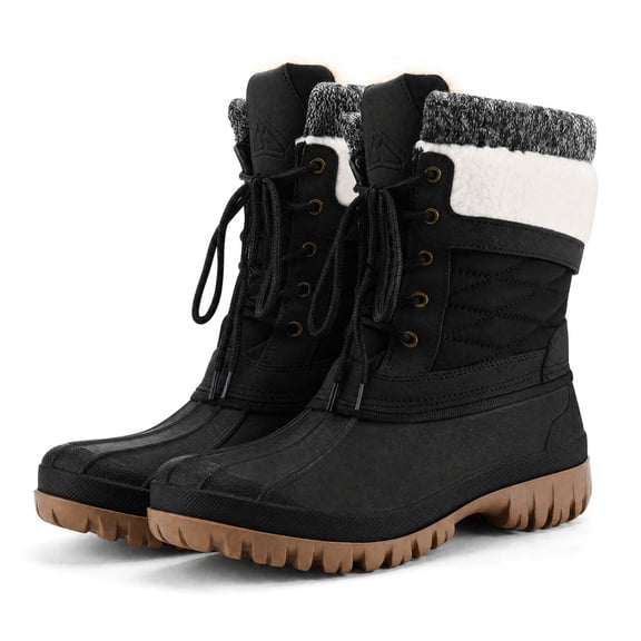 Pennysue Women's Waterproof Snow Booties Black Warm Mid-Tube Winter Boots Size 8