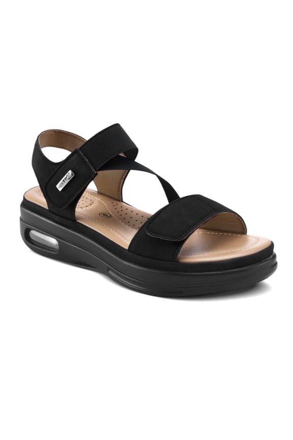 Pennysue Women's Wedge Ankle Strap Sandals Black Air Platform Sandals With Cushion Support 7M