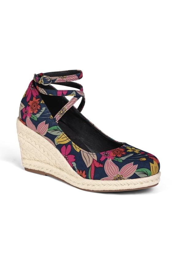 Pennysue Women’s Wedge Heels Sandals with Ankle Strap, Floral Platform Dress Shoes Casual High Heel Pumps