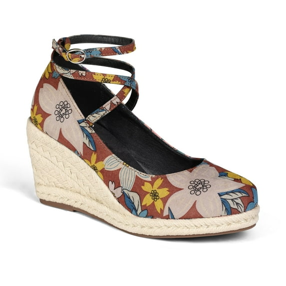 Pennysue Women’s Wedge Heels Sandals with Ankle Strap, Floral Platform Dress Shoes Casual High Heel Pumps