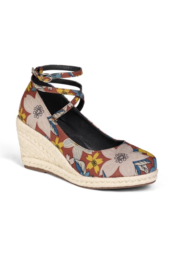 Pennysue Women’s Wedge Heels Sandals with Ankle Strap, Floral Platform Dress Shoes Casual High Heel Pumps