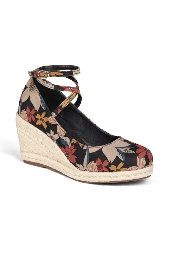 Pennysue Women’s Wedge Heels Sandals with Ankle Strap, Floral Platform Dress Shoes Casual High Heel Pumps