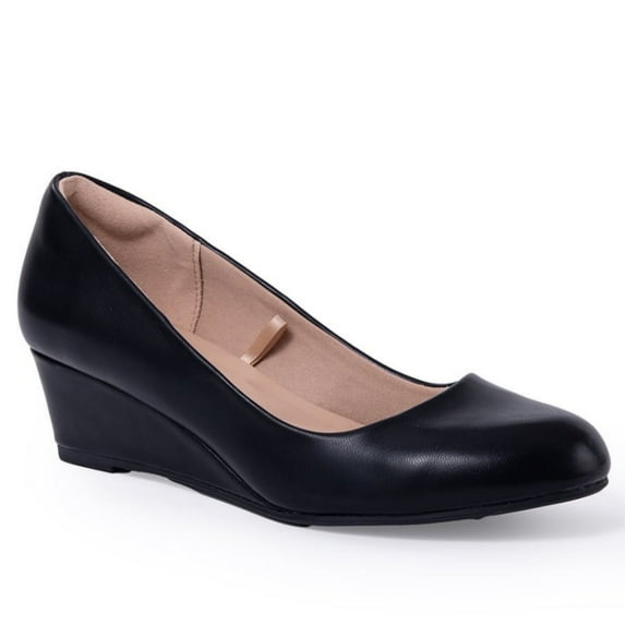 Pennysue Women's Wedge Pumps Black Closed Toe Shoes 2 Inch 7.5M