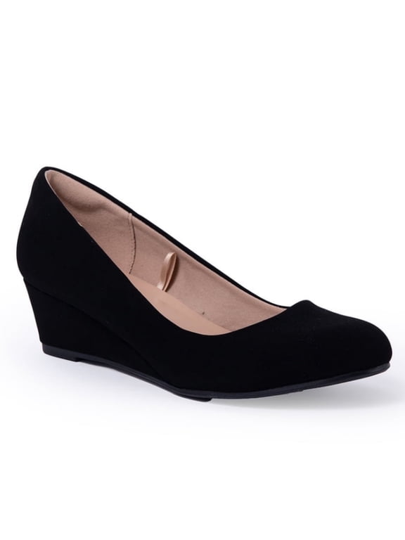 Pennysue Women's Wedge Pumps Black Closed Toe Shoes 2 Inch 7M