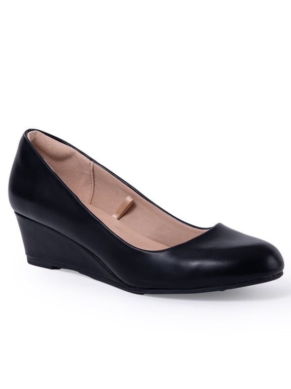 Pennysue Women's Wedge Pumps Black Closed Toe Shoes 2 Inch 7M