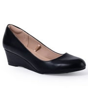 PENNY SUE Pennysue Women's Wedge Pumps Black Closed Toe Shoes 2 Inch 8.5M
