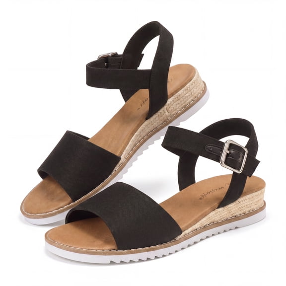 Pennysue Women's Wedge Sandals Summer Shoes Espadrilles Ankle Strap Open Toe