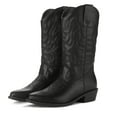 thumbnail image 1 of Pennysue Women's Western Cowboy Boots Black Mid-Calf Pointed Toe Booties For Girl 6.5M, 1 of 7