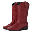 thumbnail image 1 of Pennysue Women's Western Cowboy Boots Red Brown Mid-Calf Pointed Toe Boots for Dancing Wedding Traveling Daily Outfits 6.5M, 1 of 7