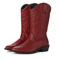 thumbnail image 1 of Pennysue Women's Western Cowboy Boots Red Brown Mid-Calf Pointed Toe Booties For Girl 6.5M, 1 of 6
