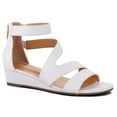 thumbnail image 1 of Pennysue Women's White Pu Open Toe Shoes Ankle Strap Low Wedge Sandals 8M, 1 of 7
