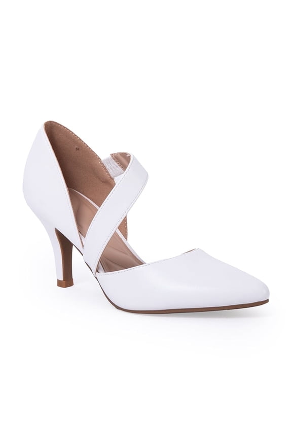 Pennysue Women's White Strappy Short Heels With Pointed Toes Size 7
