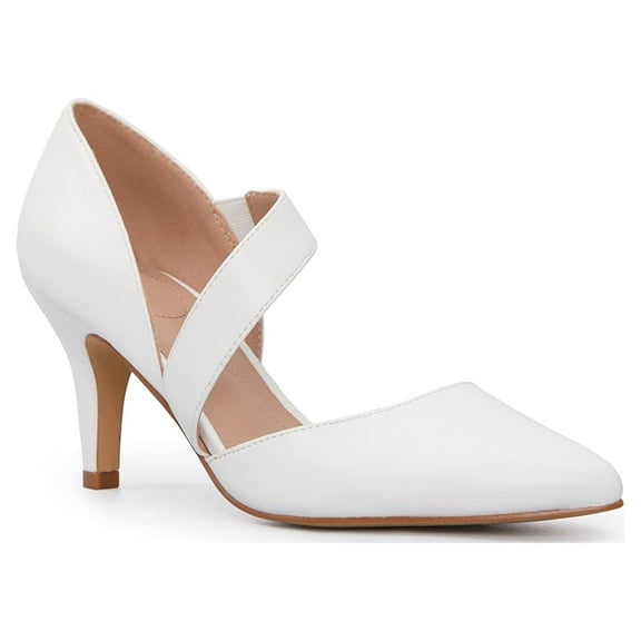 Pennysue Women's White Strappy Short Heels With Pointed Toes Size 9