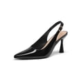 thumbnail image 1 of Pennysue pointed shiny leather ankle buckle high heels dress shoes for summer wedding or party, 1 of 5