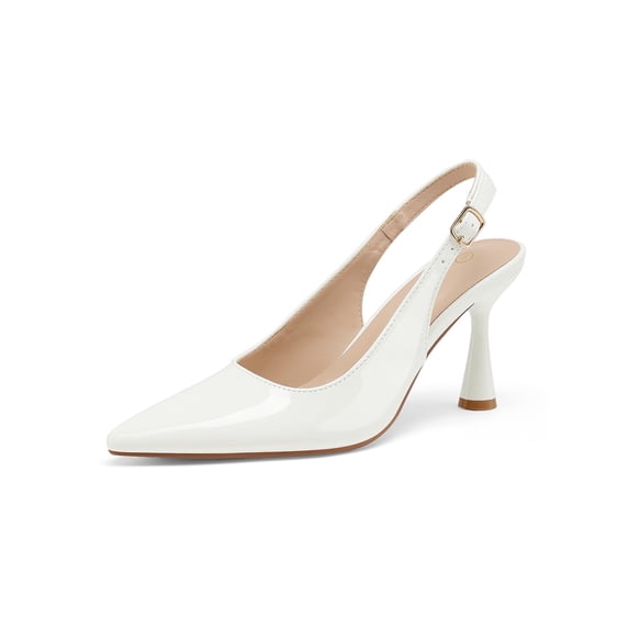 Pennysue pointed shiny leather ankle buckle high heels dress shoes for summer wedding or party