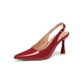 thumbnail image 1 of Pennysue pointed shiny leather ankle buckle high heels dress shoes for summer wedding or party, 1 of 5