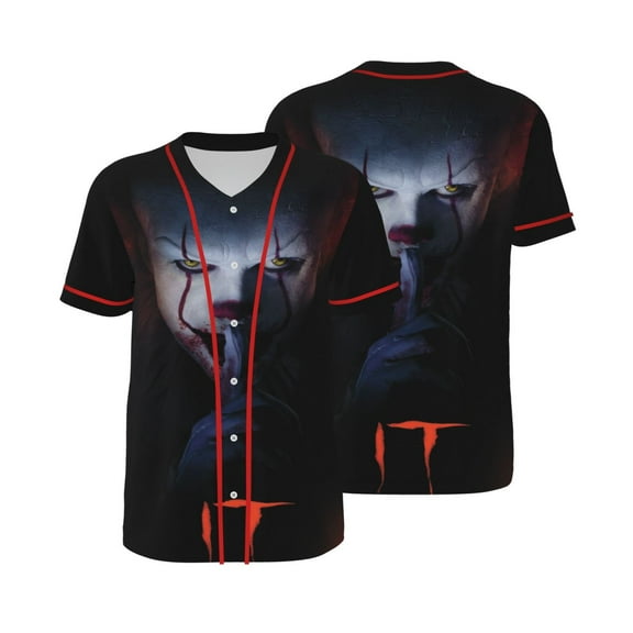 Pennywise Baseball Jerseys Shirts Baseball Button Down Shirt for Men Women Adult