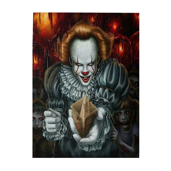 Pennywise Dancing Clown Wooden Picture Puzzle 500 Piece Jigsaw Puzzle for Adults Challenging Puzzle Game Gifts