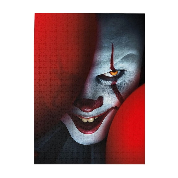 Pennywise Dancing Clown Wooden Picture Puzzle 500 Piece Jigsaw Puzzle for Adults Challenging Puzzle Game Gifts