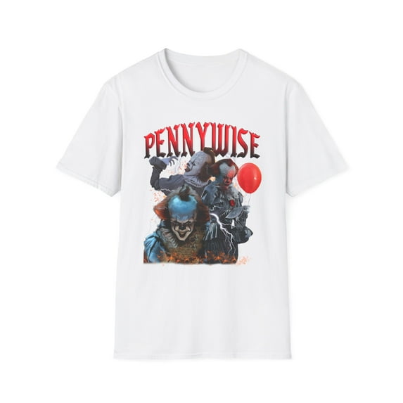 Pennywise, Gildan Unisex Softstyle T-Shirt, Horror Movie Graphic Tee, S-3XL