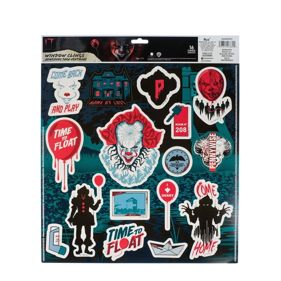 Pennywise Halloween Static Cling Wall or Window Dcor, 16 Pieces by Ruz