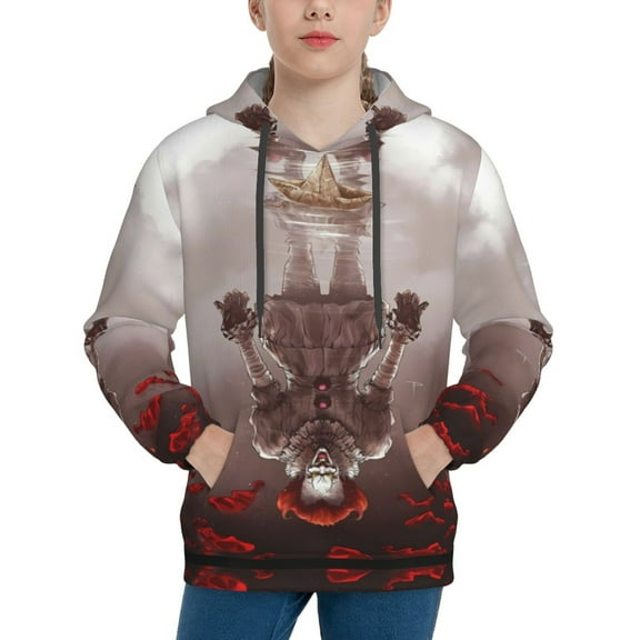 Pennywise Hoodie, Casual Unisex Youth Hoodie, Fashion Novelty Long Sleeve Pullover Sweatshirt Hooded For Kid, Teens And Adults